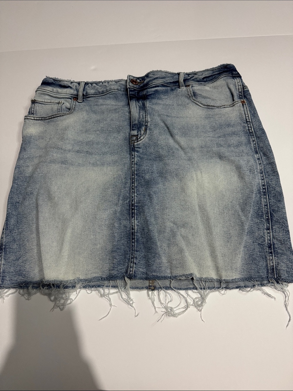 Maurices Light Blue Distressed Denim Skirt